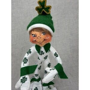 Annalee Shamrock Elf Doll 9” Posable St. Patrick’s Day 2018 Clover 150818 Green